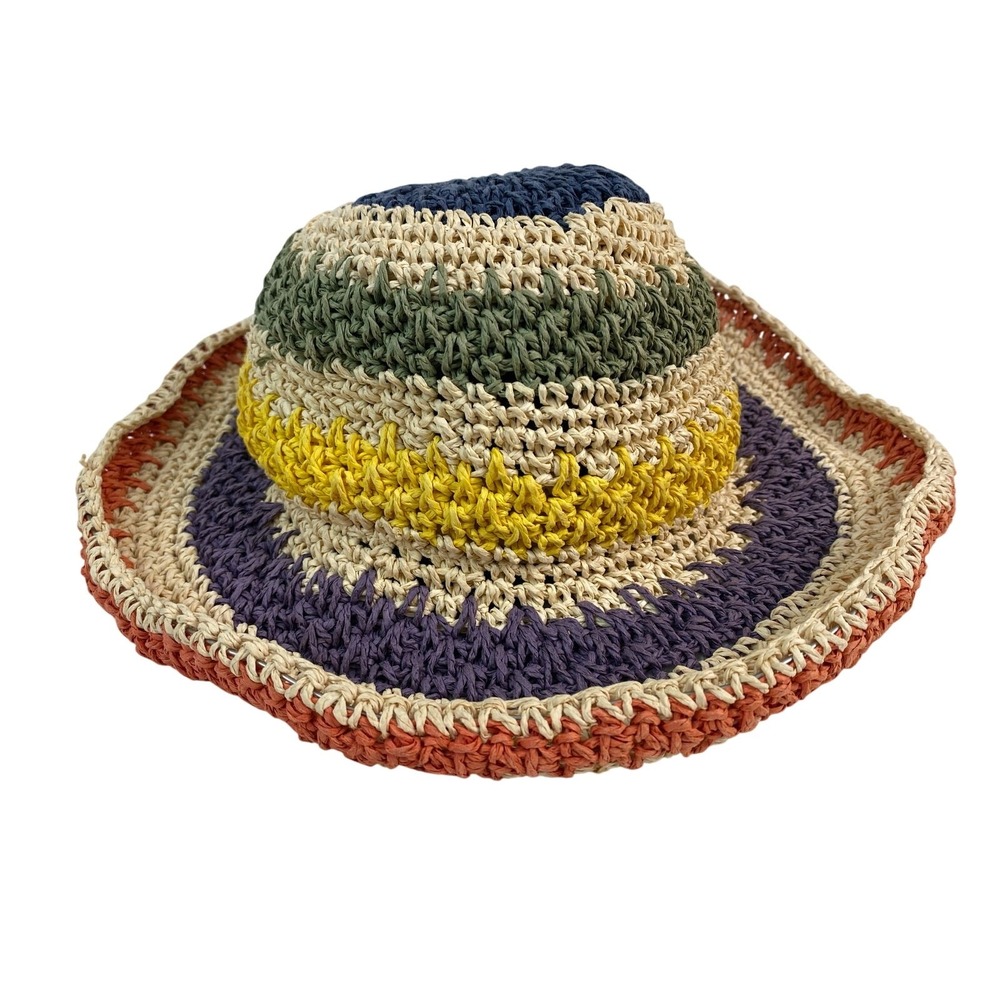 Aria Bags Hats Women's Size 57 Striped Woven Raffia Sun Hat